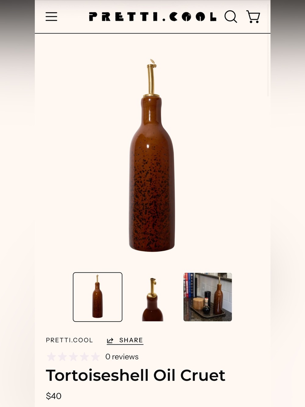 NEW! Pretti.Cool Tortoiseshell Oil Cruet - Picture 5 of 6